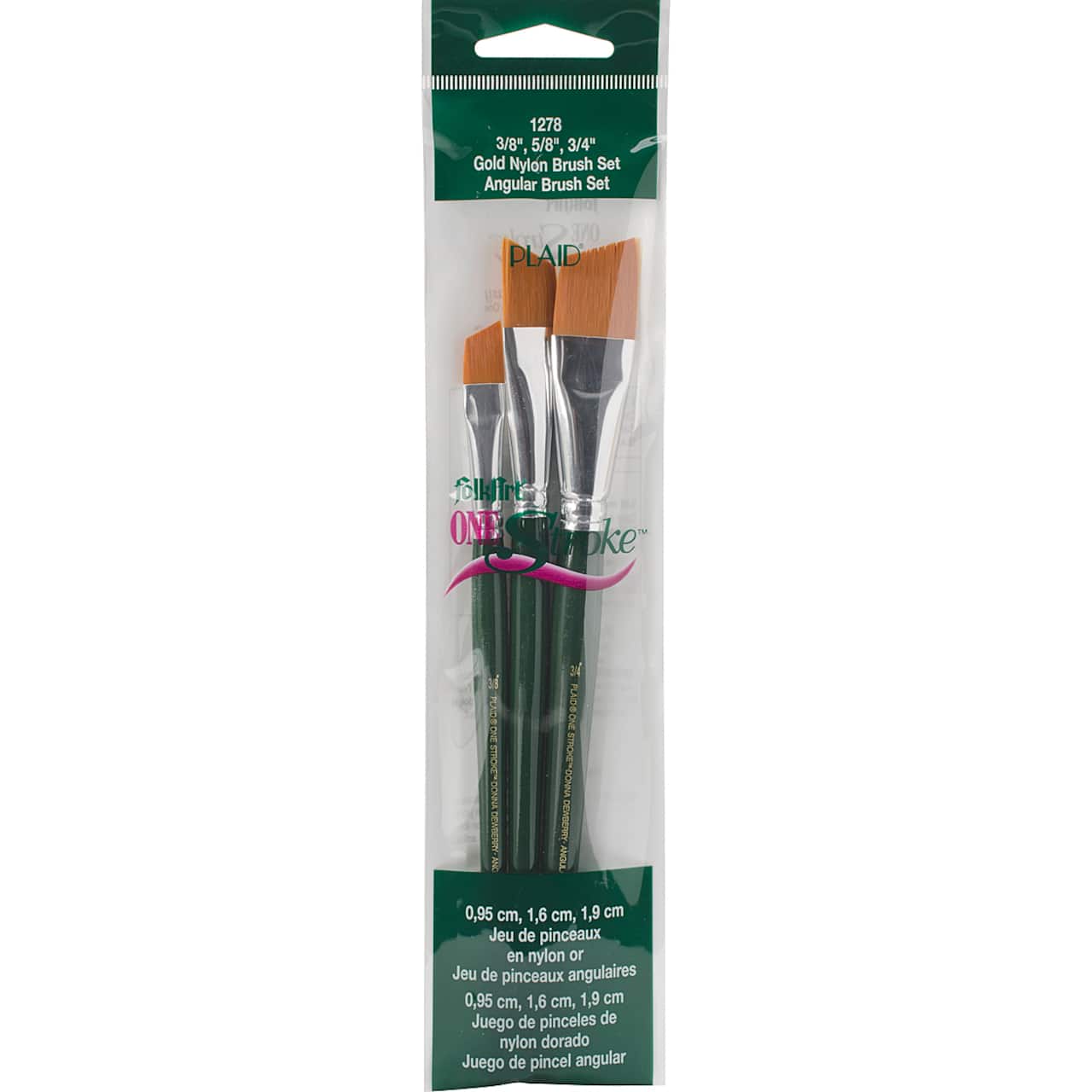 Plaid® One Stroke Angular Brush Set, 3ct.